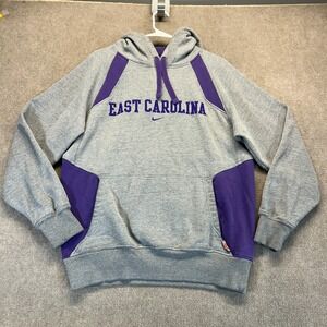 East Carolina Pirates Nike Hoodie Men's Small Gray Pullover Fleece Center Swoosh